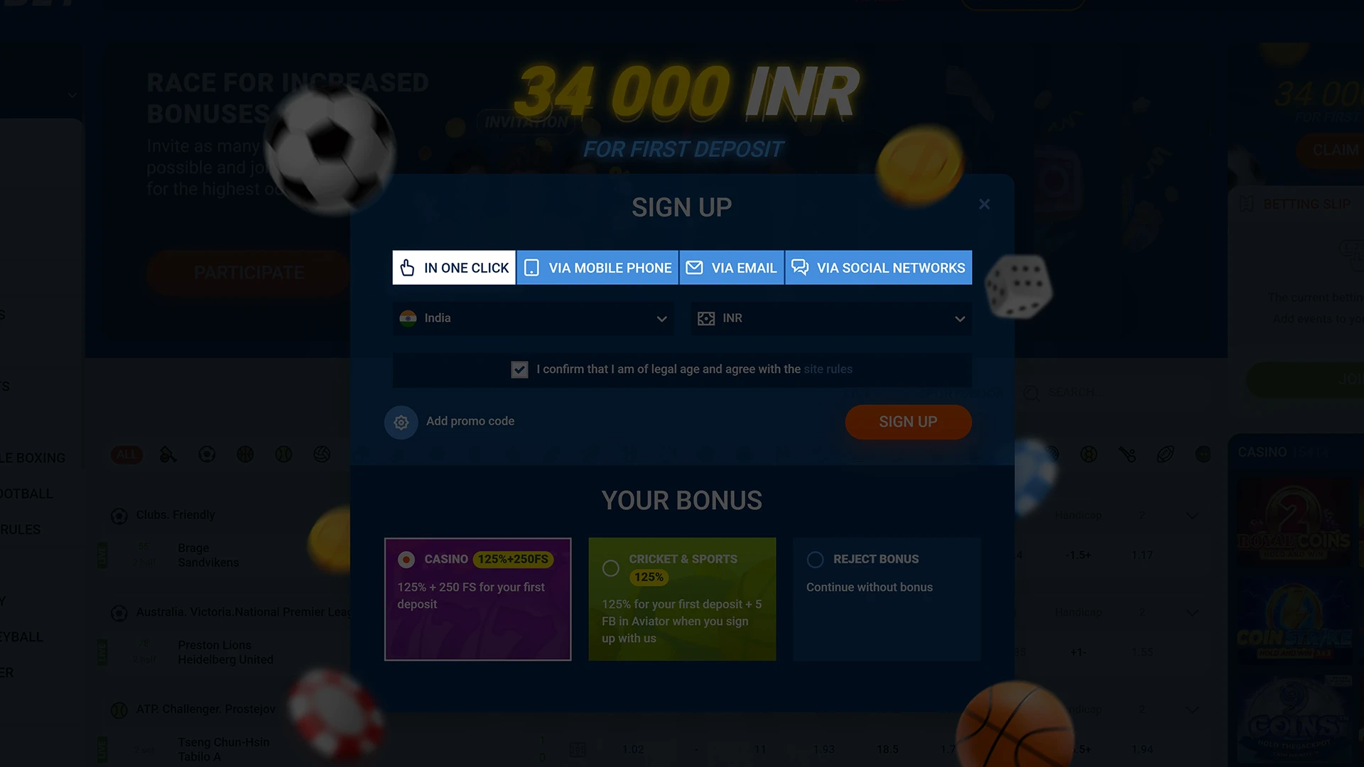 Choose a convenient method of registration at Mostbet.