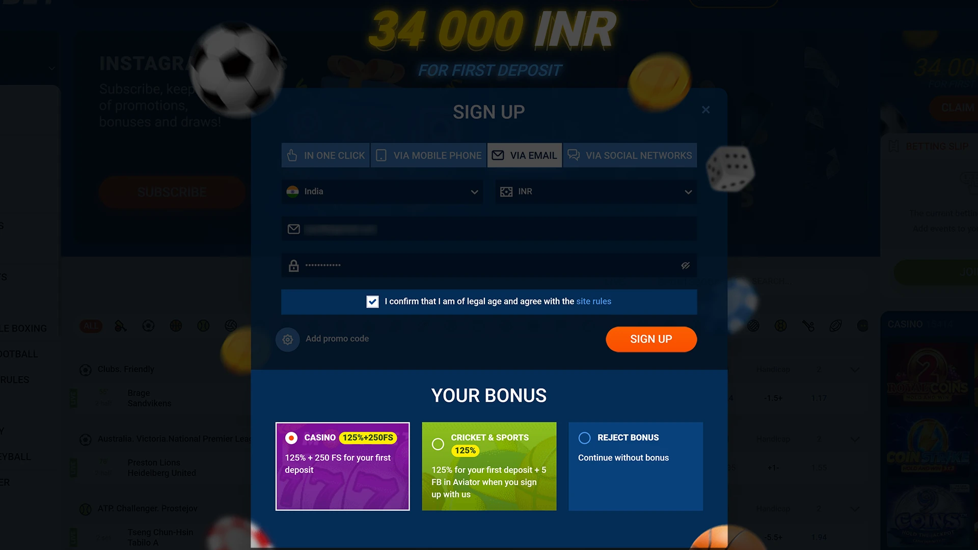 Agree with the rules of Mostbet and finish creating your account.