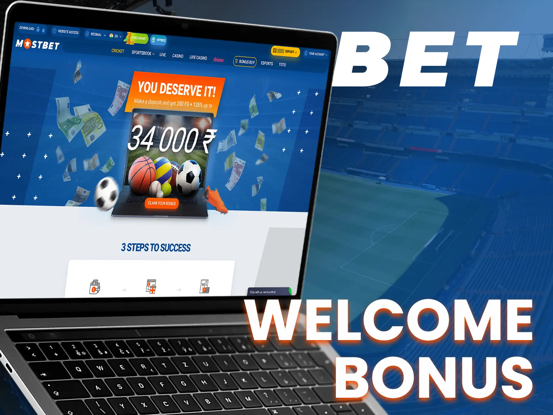 Get a welcome bonus from Mostbet on your first deposit.