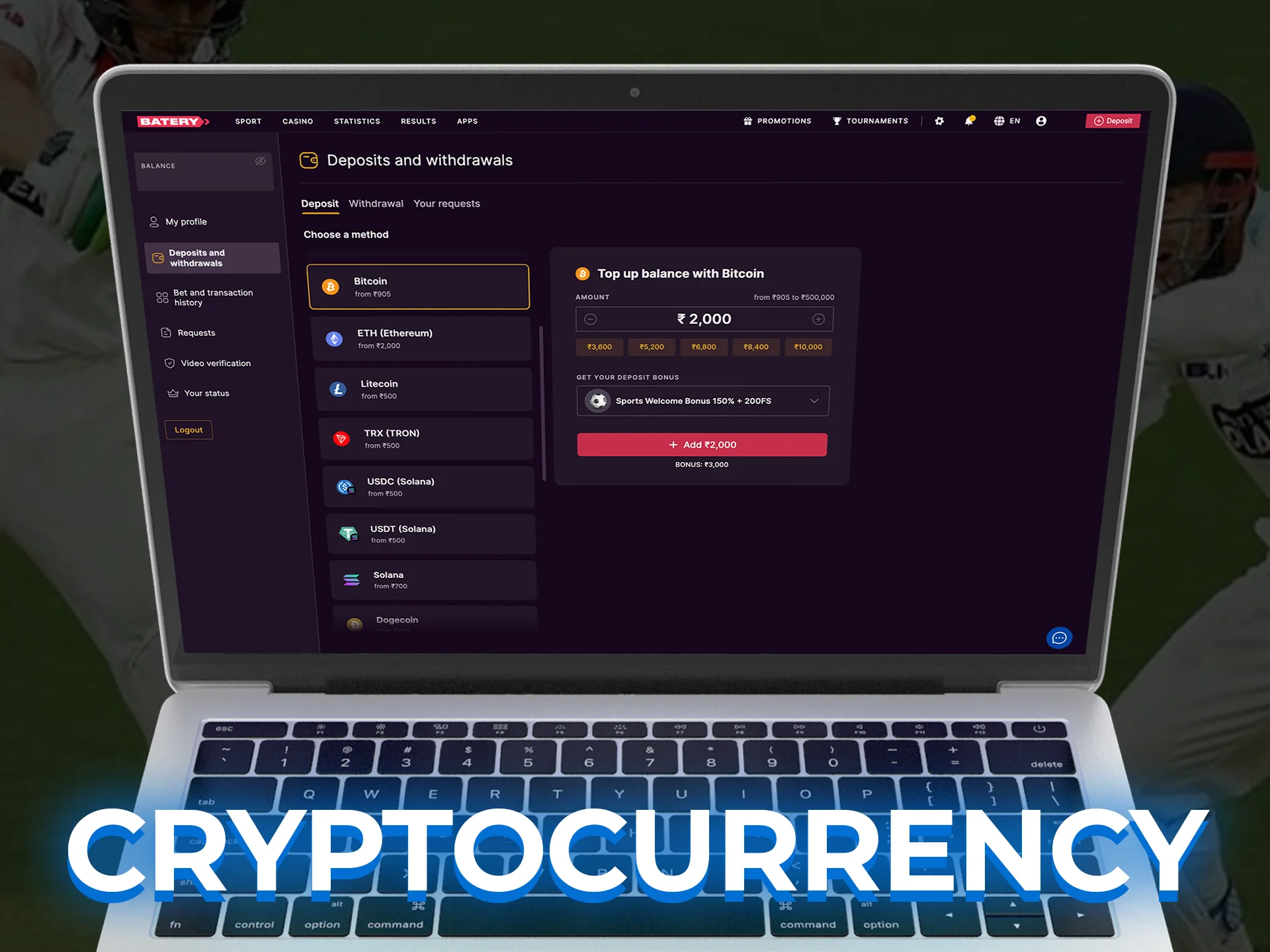 Bet on cricket using cryptocurrency and stay anonymous.