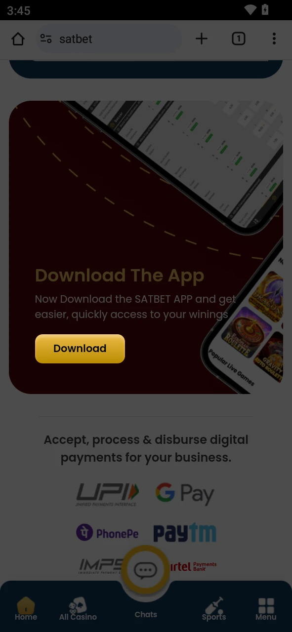 Start downloading the Satbet app.