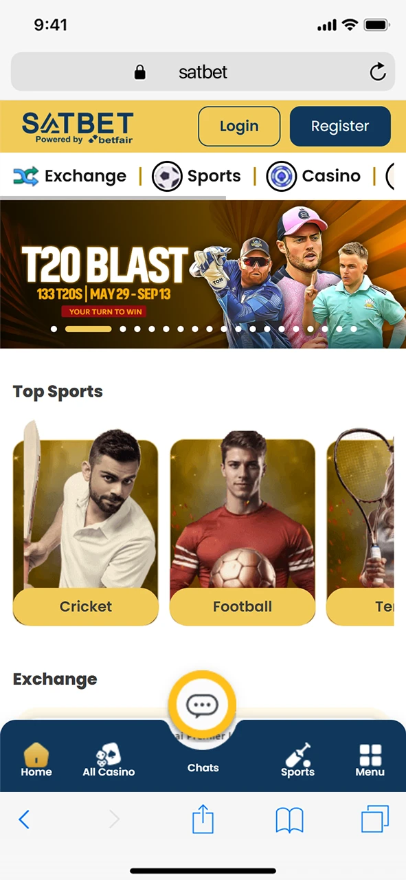 Open your browser and go to the official Satbet website.