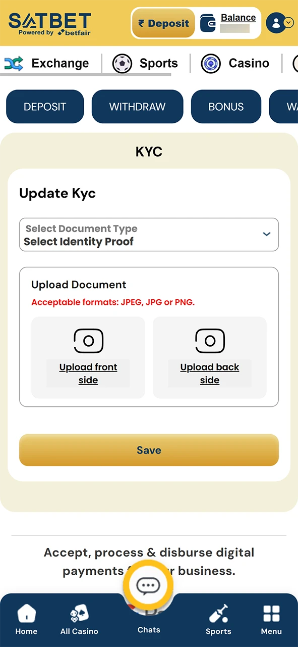 Verify your Satbet account.