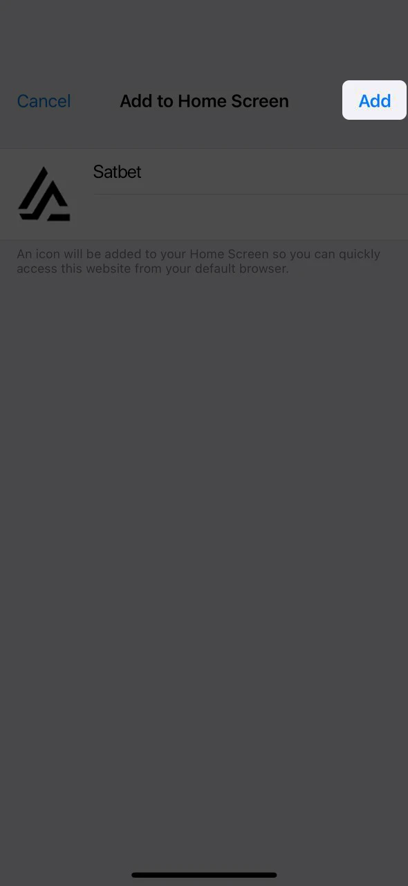 Confirm the installation of Satbet PWA.
