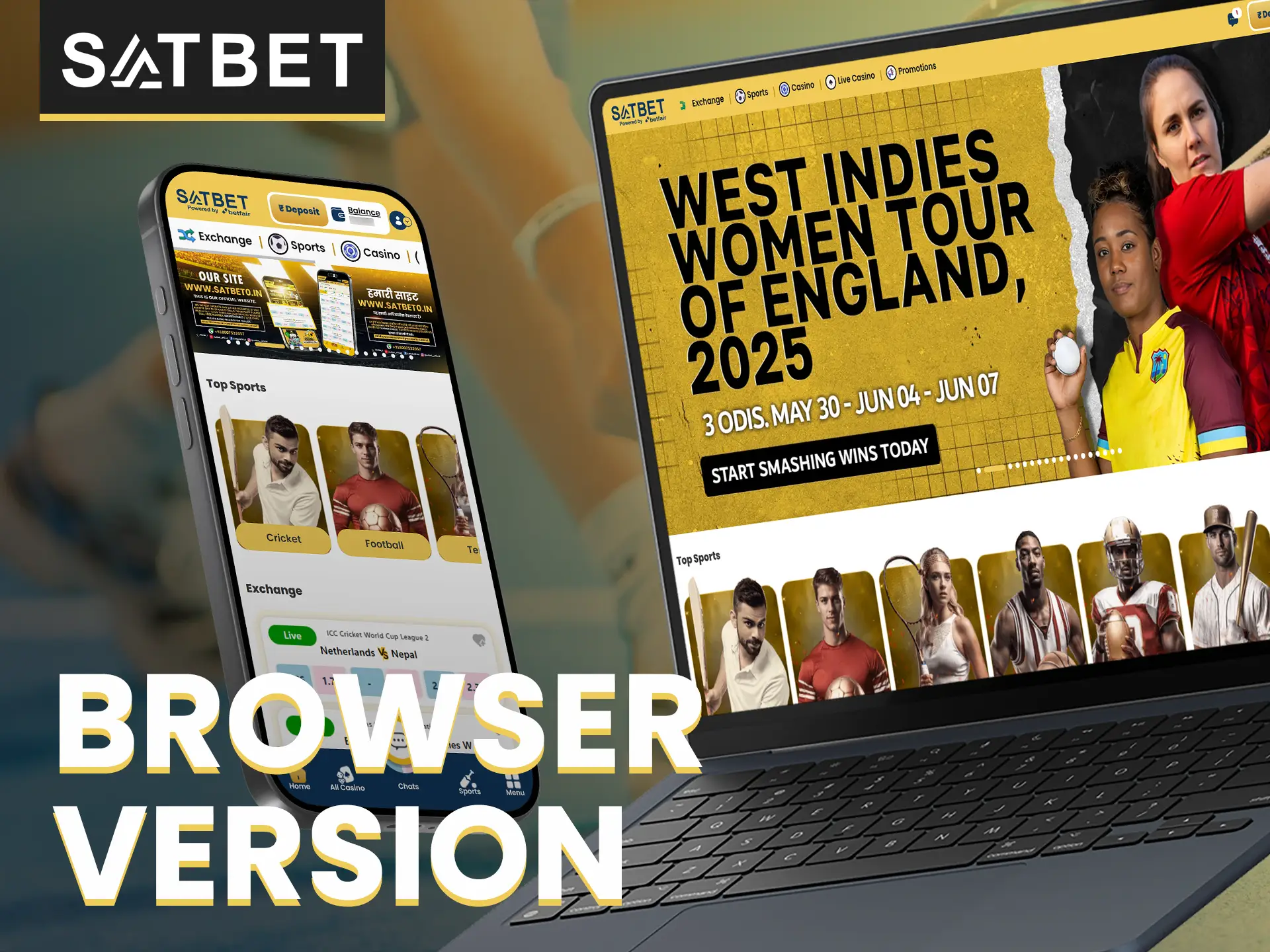 Browser version of Satbet adapts to any screen and offers all of its features.