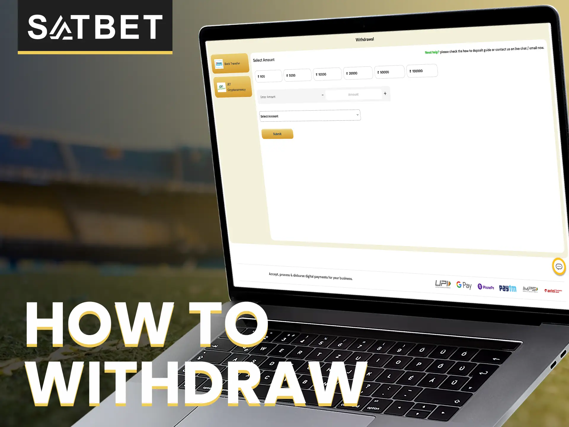 Find out how to withdraw your winnings from Satbet.