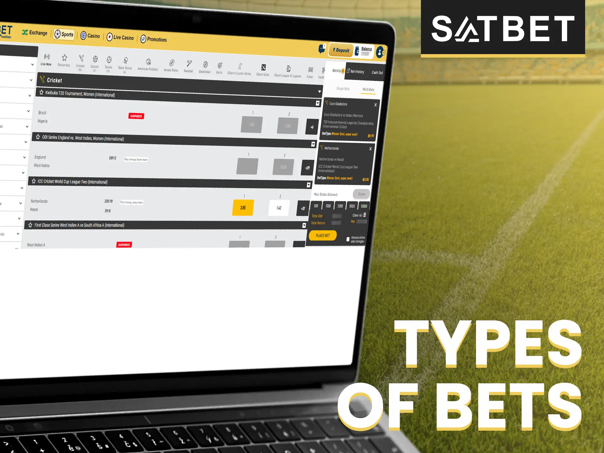 Learn more about the types of bets you can place at Satbet.