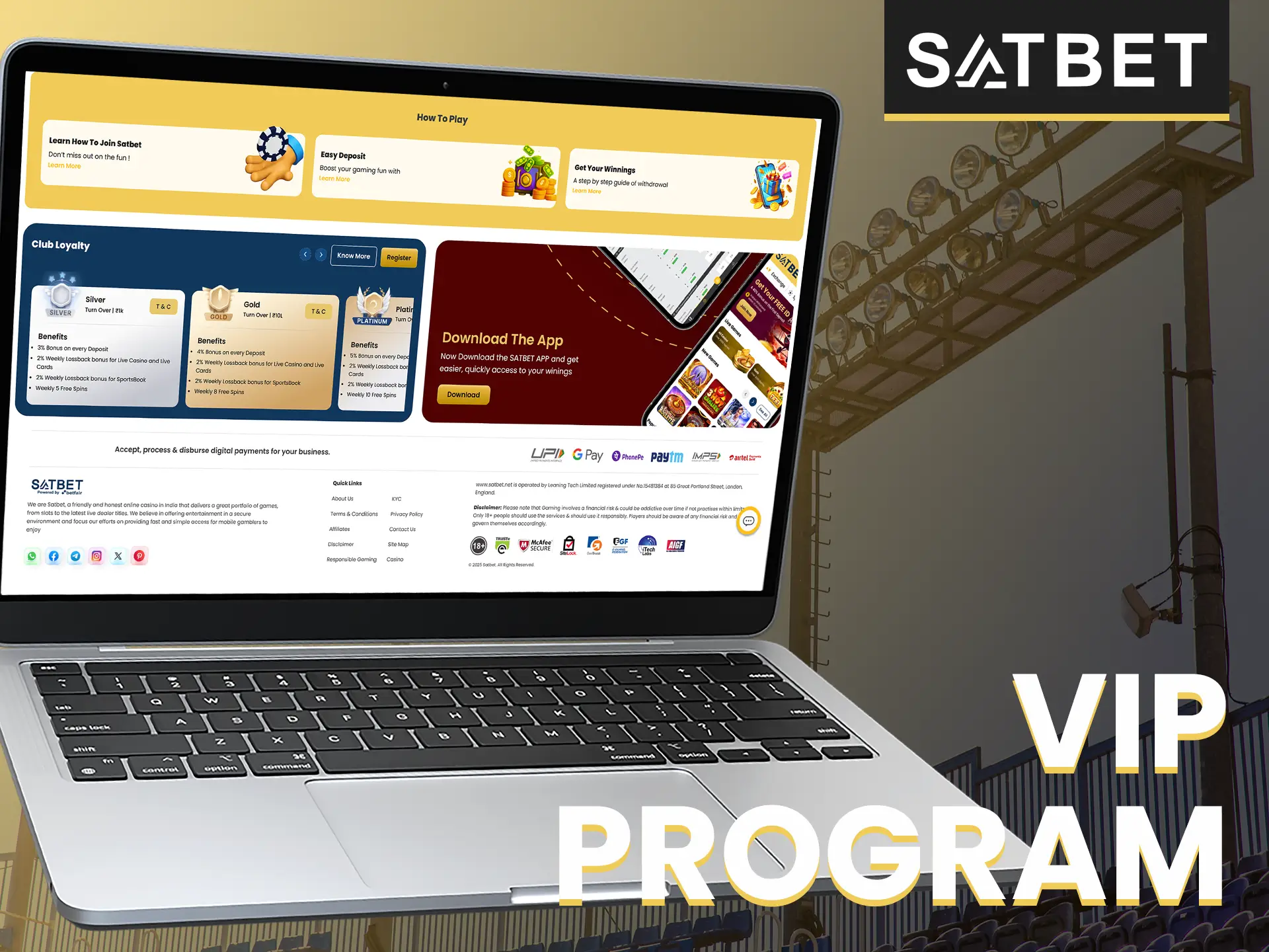 Satbet's VIP program rewards active players with exclusive bonuses and perks.