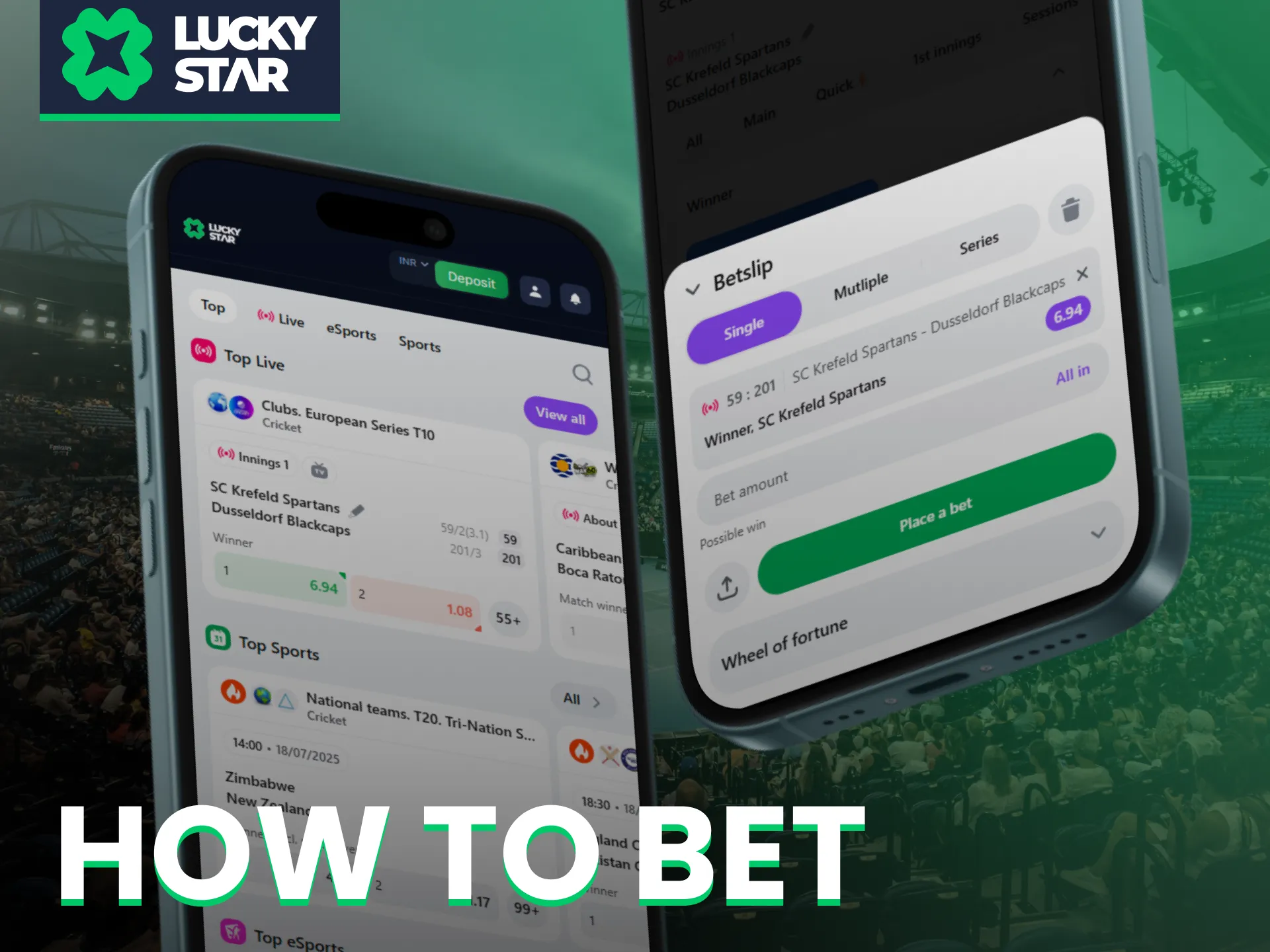 Use the Lucky Star app to place real-time bets on your favorite sports.