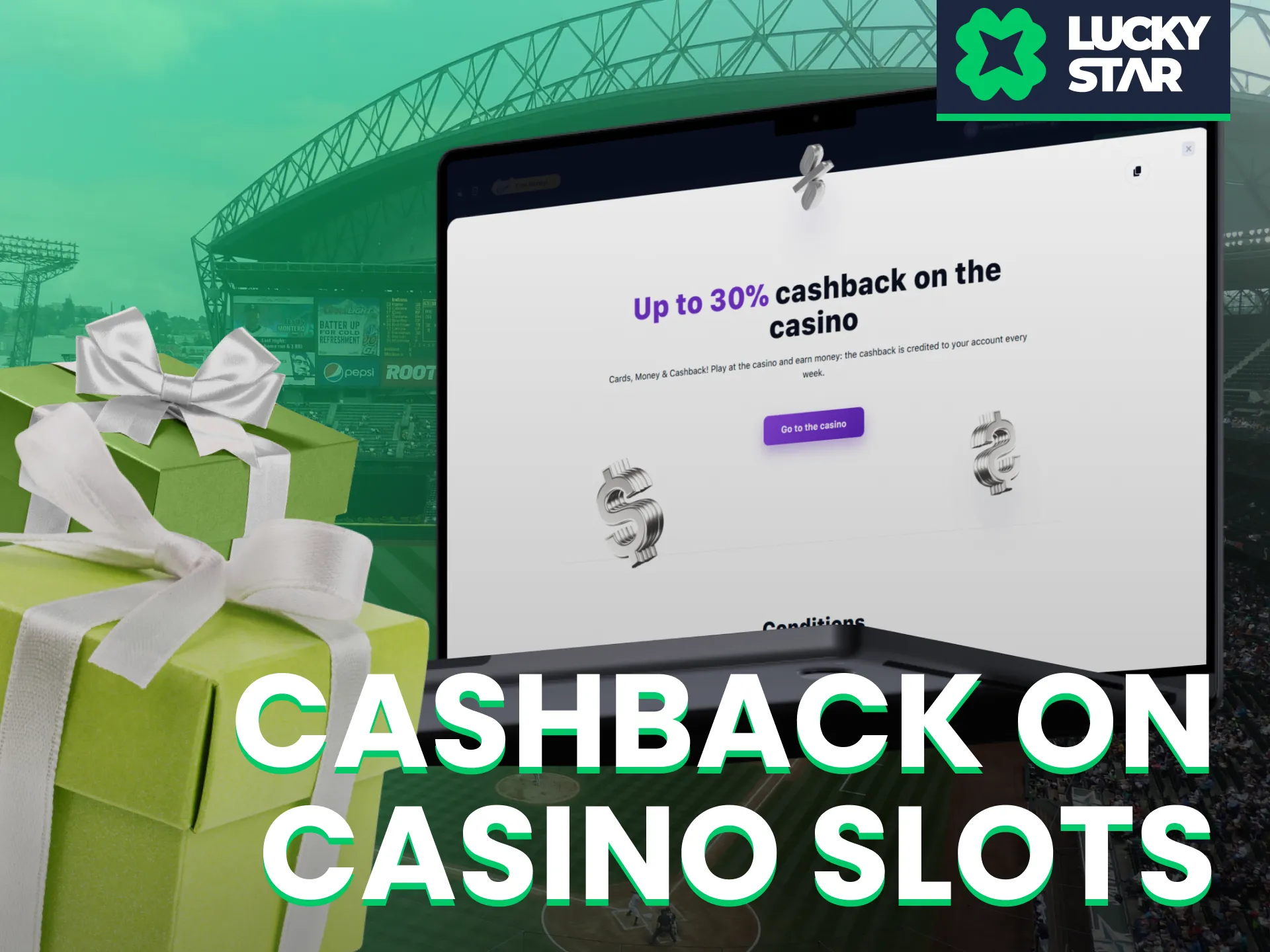 Enjoy up to 30 percent cashback on Lucky Star’s exciting casino slots.