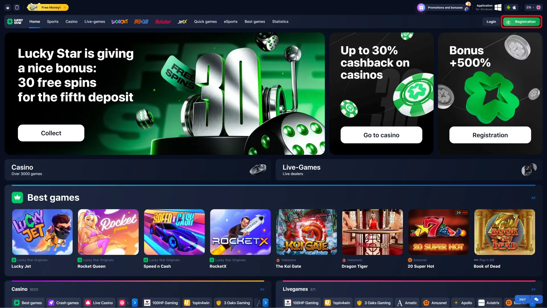 Find the register button on Lucky Star and create your account easily.