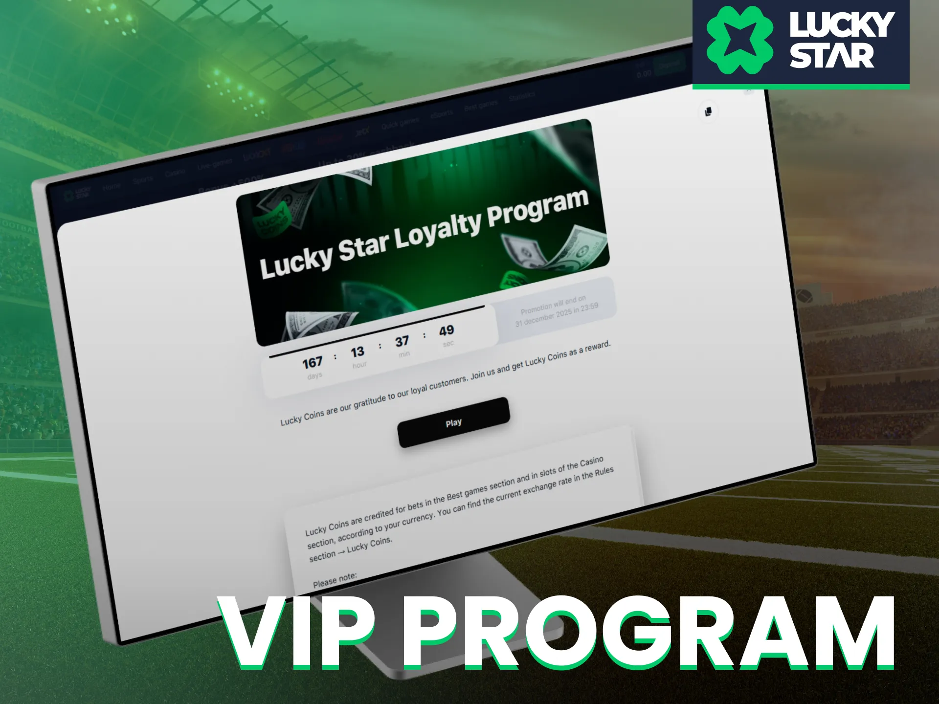Join the Lucky Star VIP program to unlock rewards and special perks.