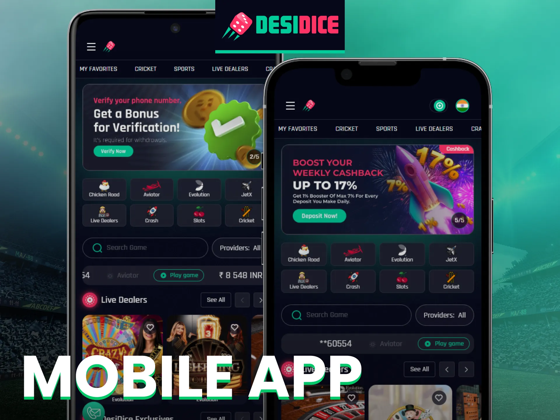 Desidice mobile solution for android apk and adaptive ios site.
