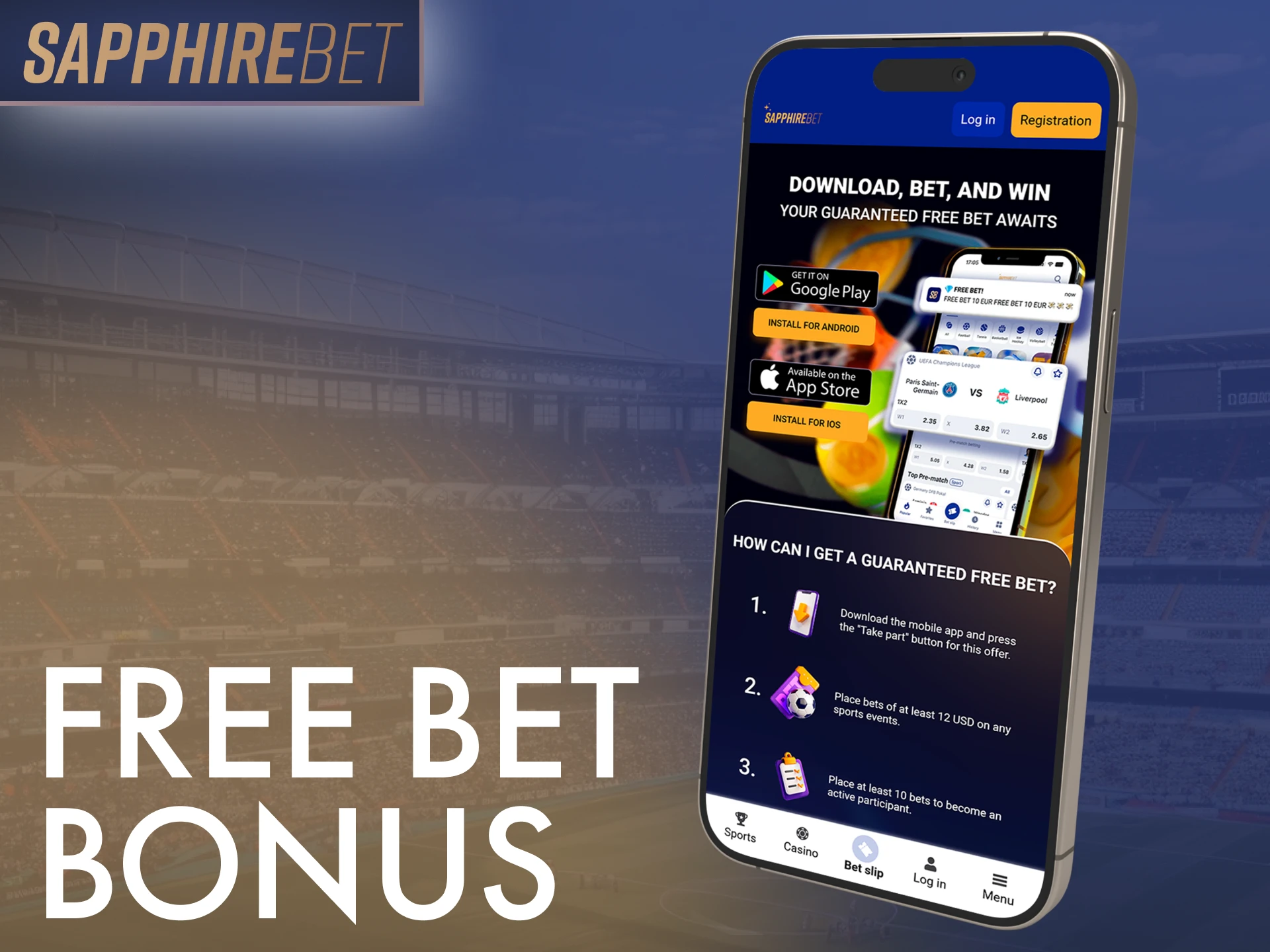Download the Sapphirebet app and get a free bet bonus