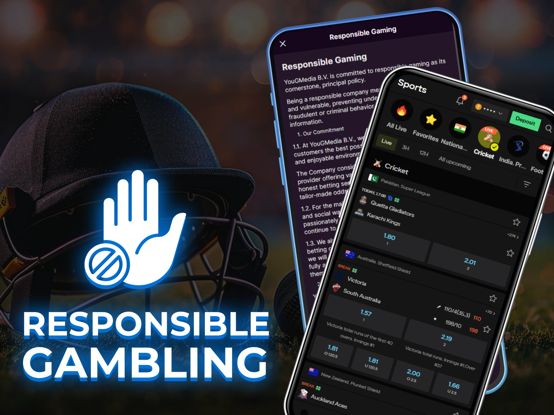 Accessing the responsible gambling section in a betting app to set deposit limits and self-exclusion periods.