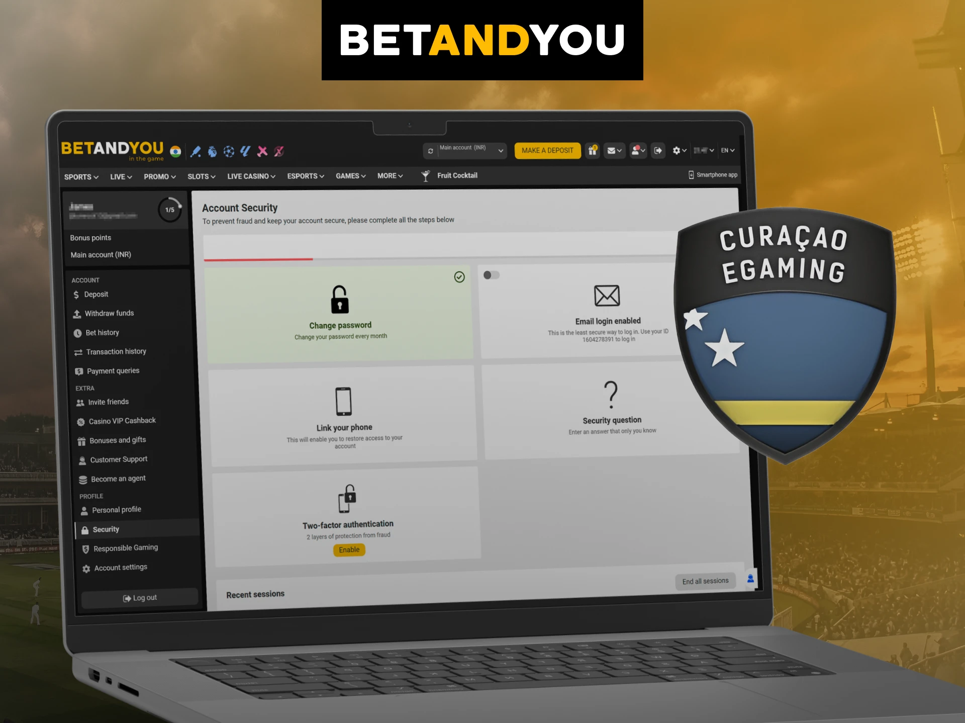 Check the legal license and security protocols of the Betandyou platform.