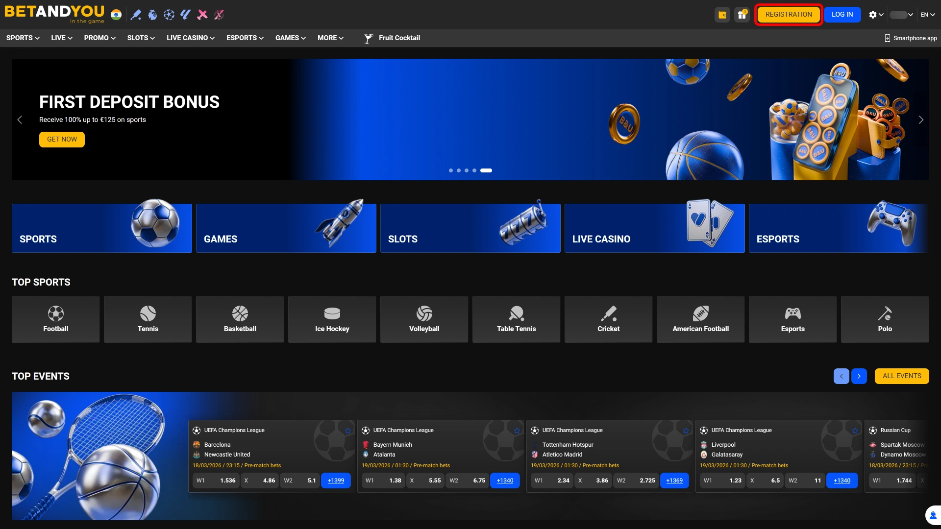 Locate the registration link to begin your Betandyou Register steps.