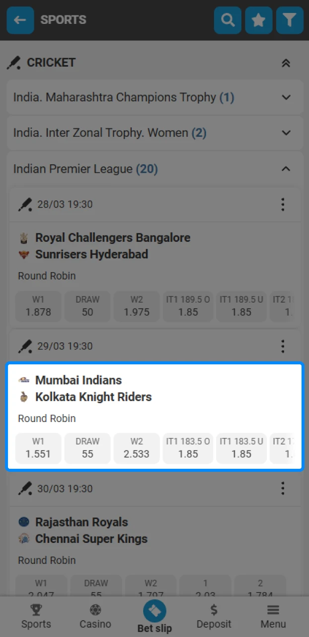 How to Select an Option in the IPL Betting Guide