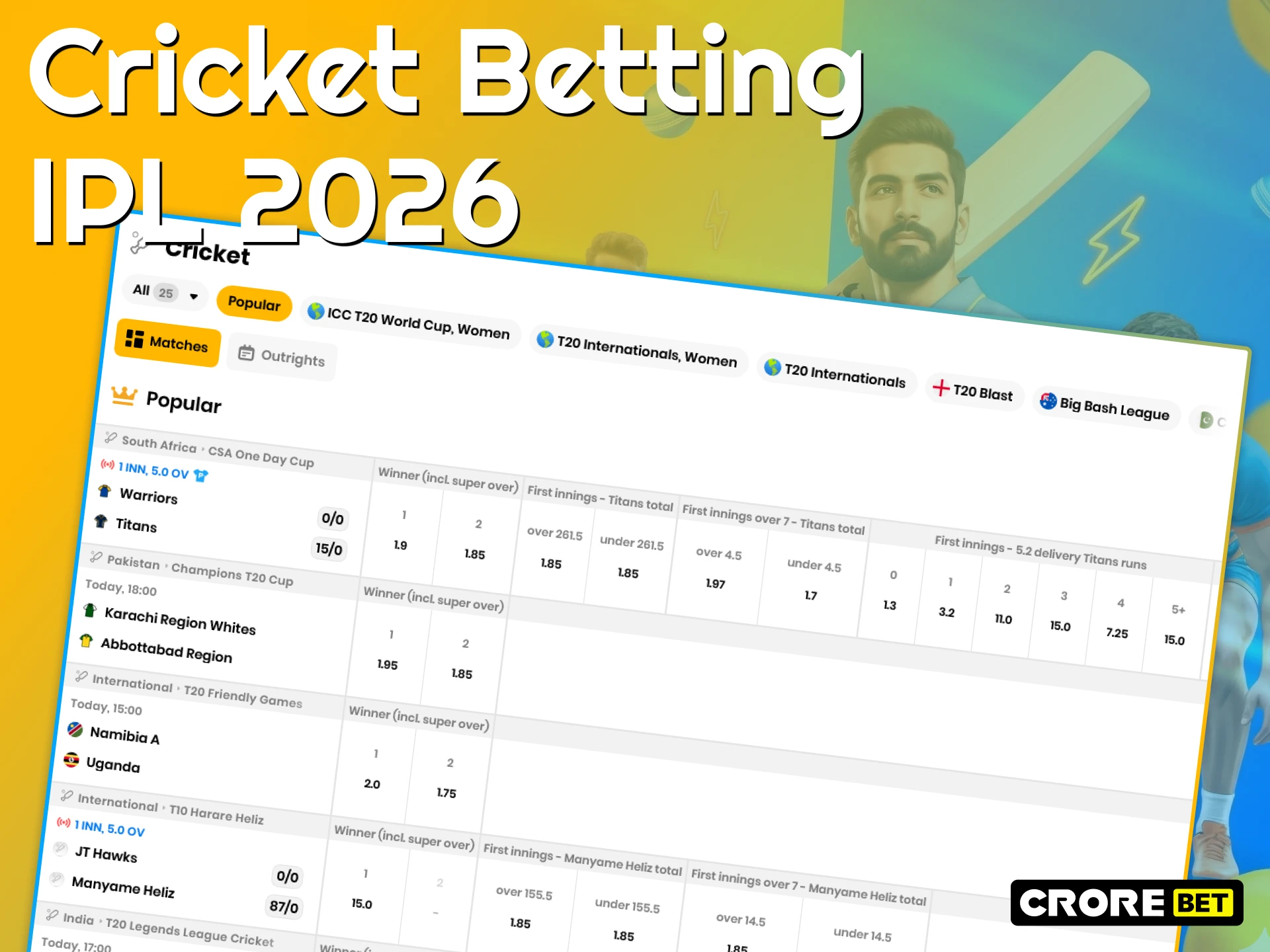Bet on IPL and enjoy the Cricket Betting at Crorebet.