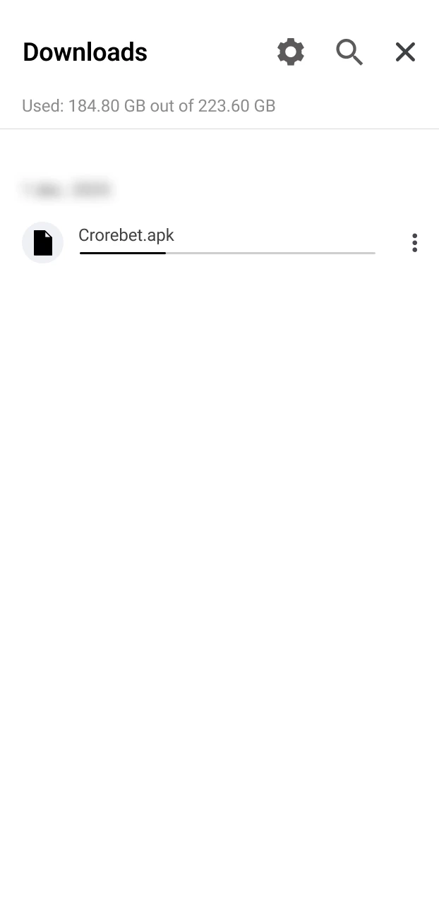 How to tap the download button to start the APK installation on an Android device.