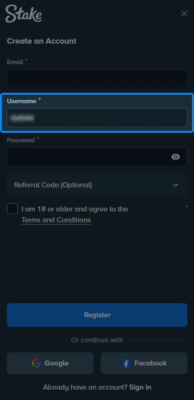How to enter your login credentials and verification code on an IPL betting app registration page.