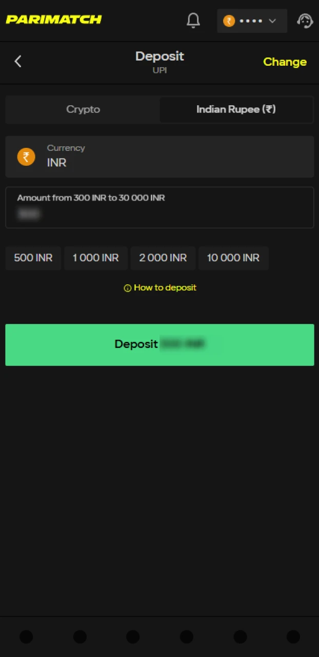 Depositing to claim an IPL betting bonus on a mobile app.