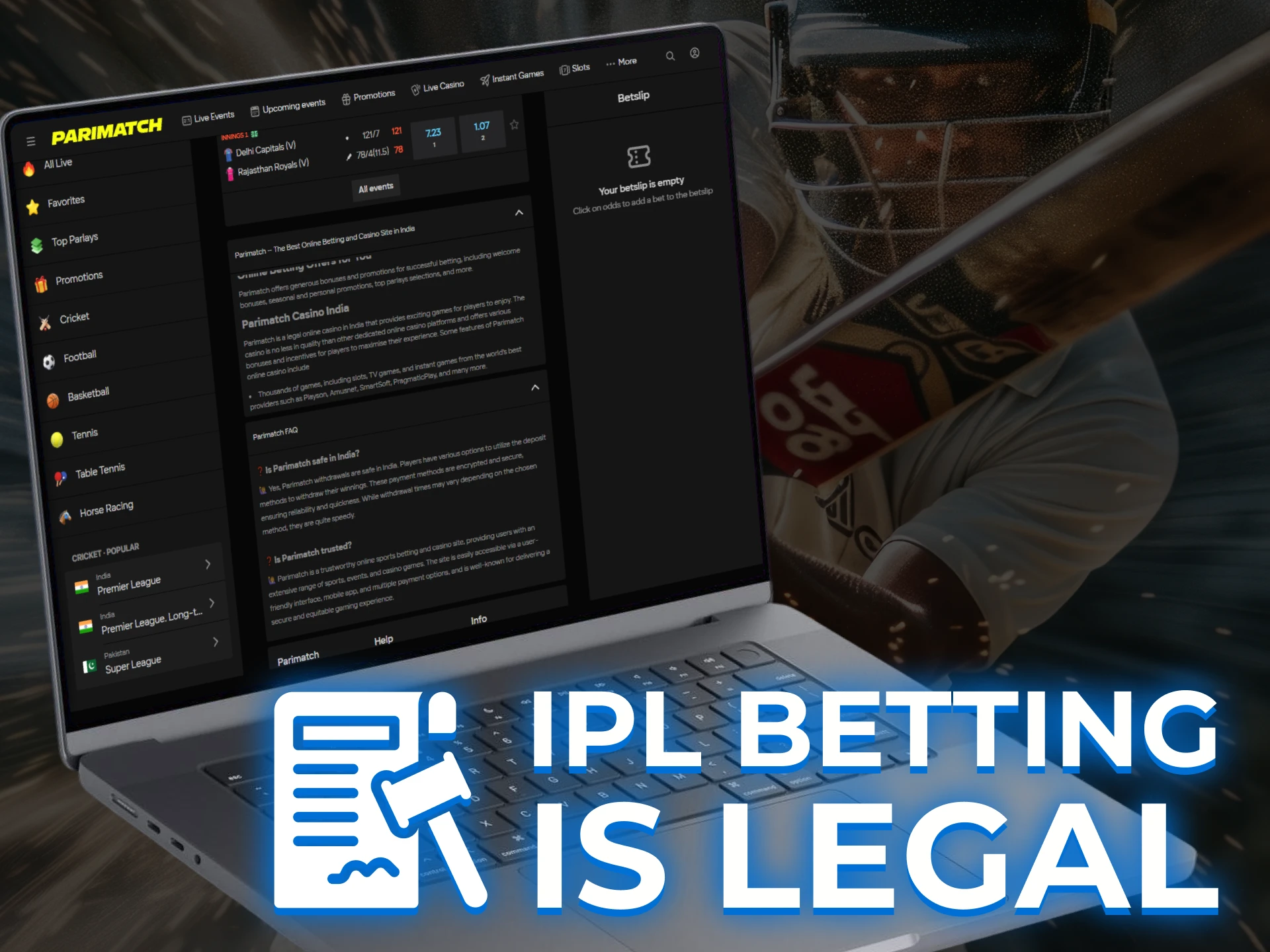 A person reviewing the legal terms and conditions or licensing information on an official IPL betting site